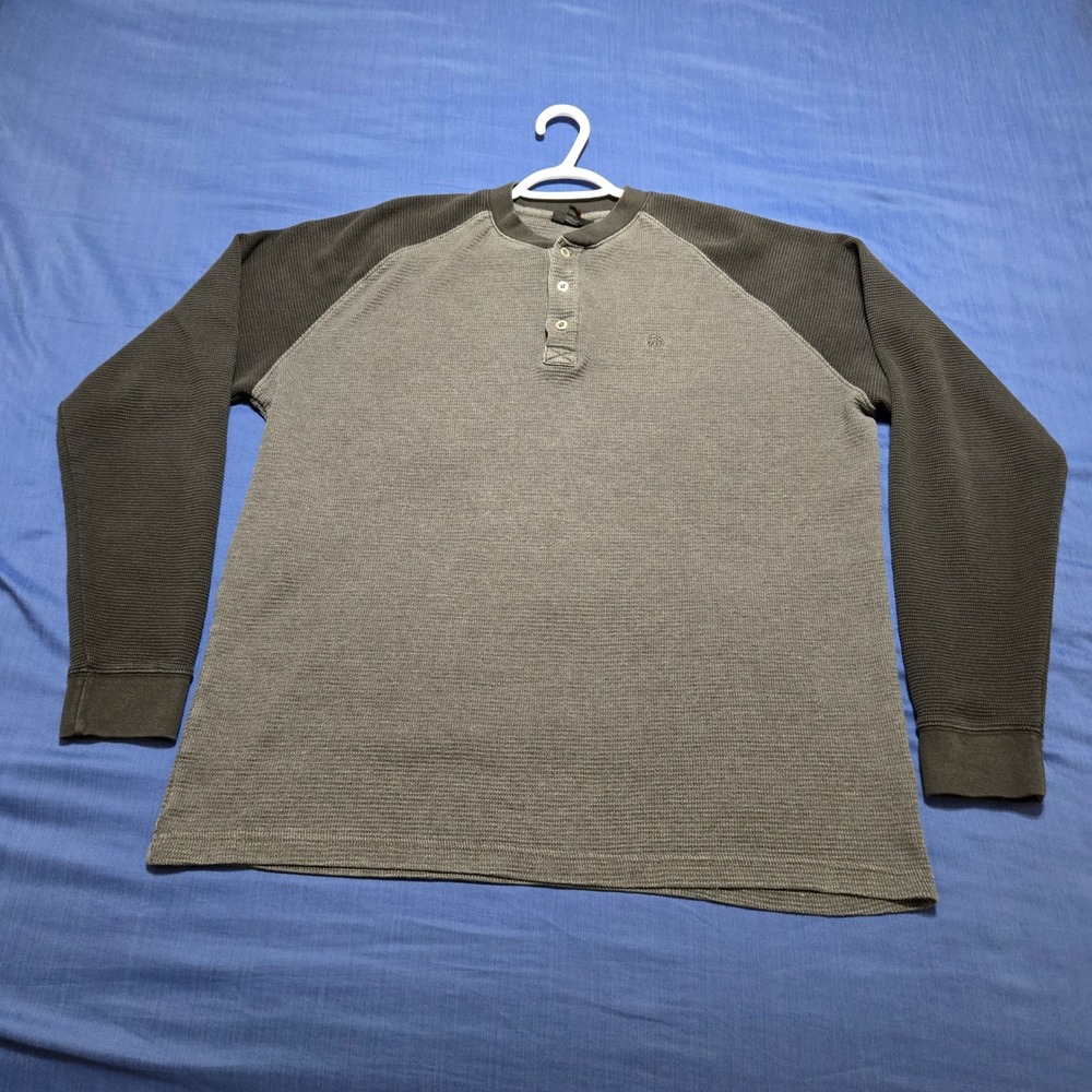Wolverine‎ Henley Shirt Mens XL Gray Excellent Waffle Knit Raglan Thermal Cotton